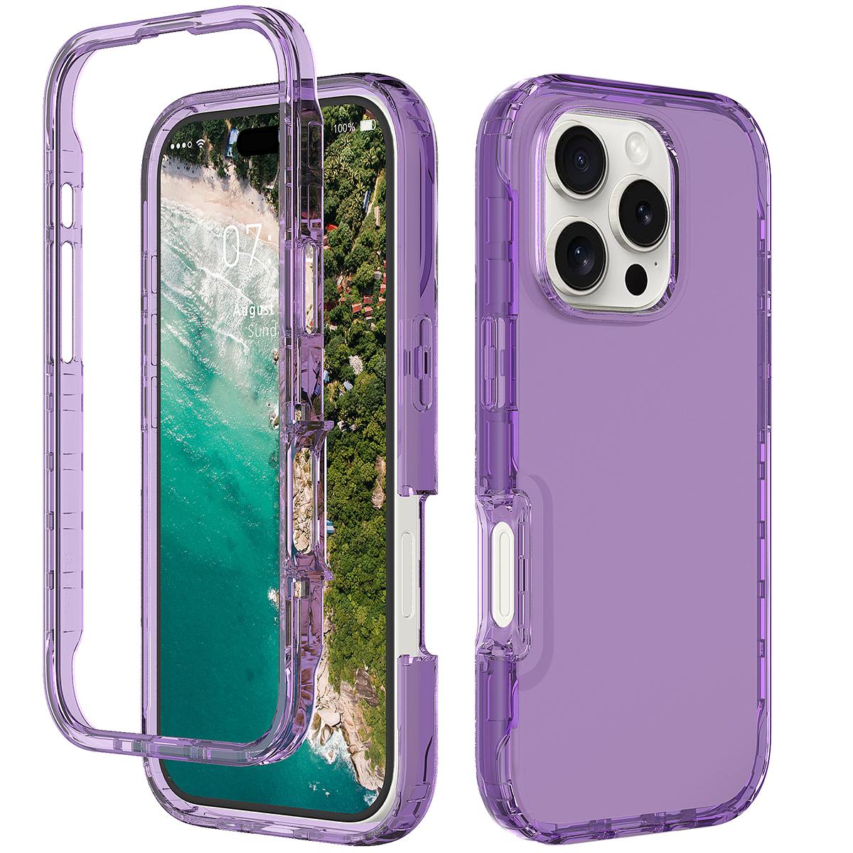 For iPhone 16 Pro Shockproof Clear Gradient PC + TPU Phone Case(Purple) For iPhone 16 Pro Shockproof Clear Gradient PC + TPU Phone Case(Purple)