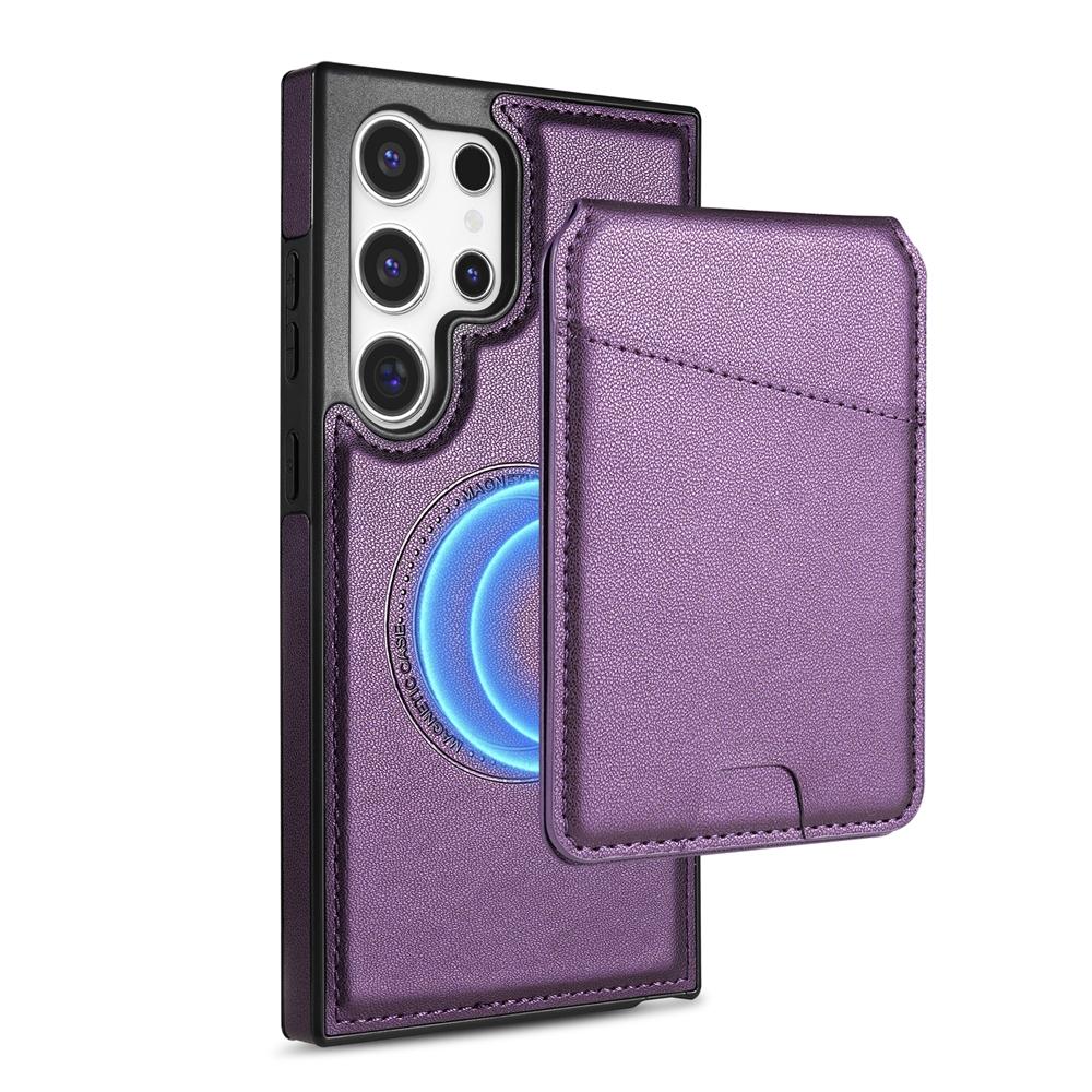 For Samsung Galaxy S25 Ultra 5G Skin Feel Detachable Card Bag Magsafe Phone Case(Purple) For Samsung Galaxy S25 Ultra 5G Skin Feel Detachable Card Bag Magsafe Phone Case(Purple)