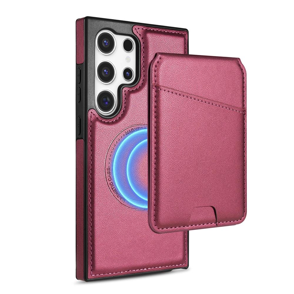 For Samsung Galaxy S24 Ultra 5G Skin Feel Detachable Card Bag Magsafe Phone Case(Wine Red) For Samsung Galaxy S24 Ultra 5G Skin Feel Detachable Card Bag Magsafe Phone Case(Wine Red)