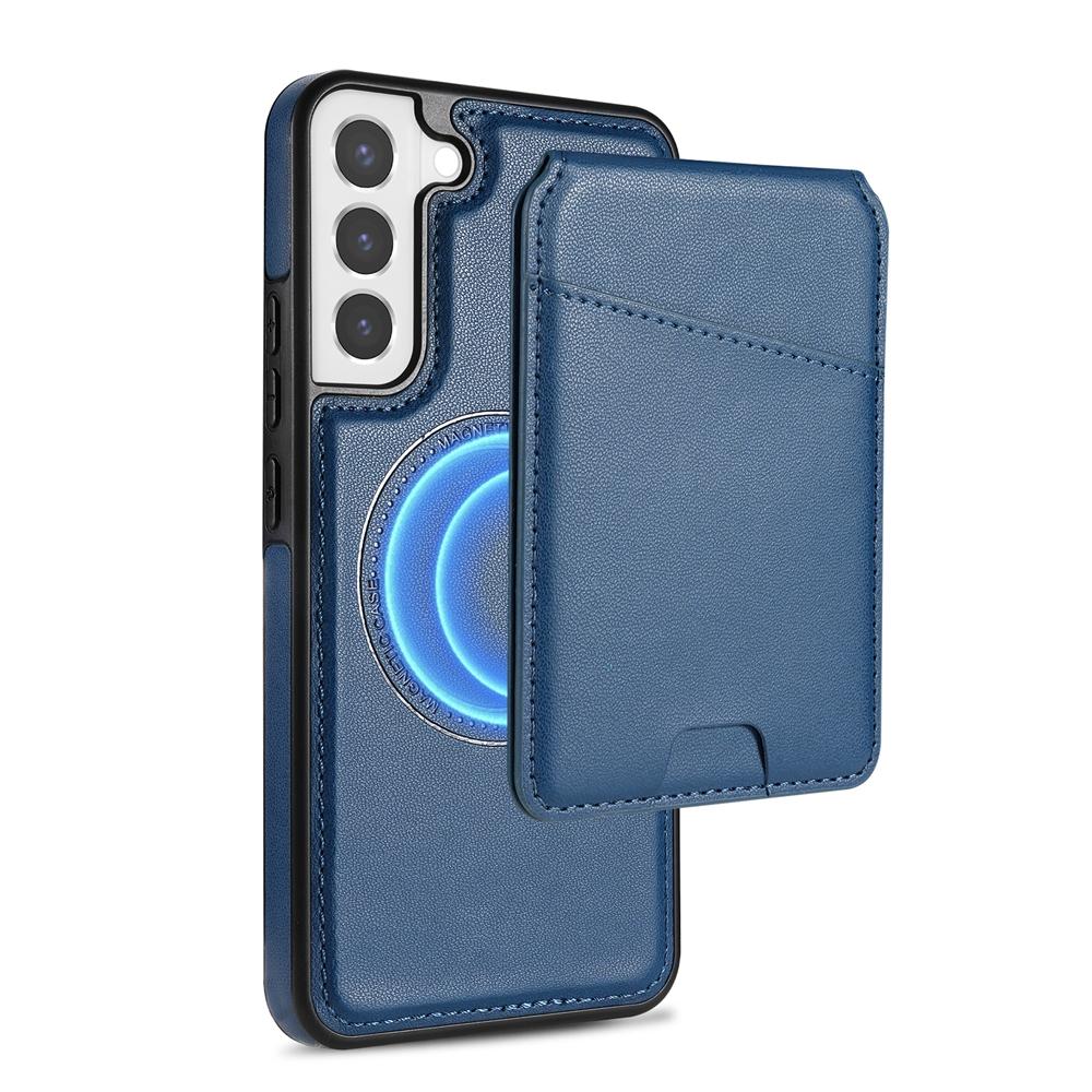 For Samsung Galaxy S22+ 5G Skin Feel Detachable Card Bag Magsafe Phone Case(Blue) For Samsung Galaxy S22+ 5G Skin Feel Detachable Card Bag Magsafe Phone Case(Blue)
