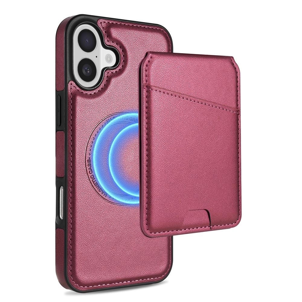 For iPhone 16 Plus Skin Feel Detachable Card Bag Magsafe Phone Case(Wine Red) For iPhone 16 Plus Skin Feel Detachable Card Bag Magsafe Phone Case(Wine Red)
