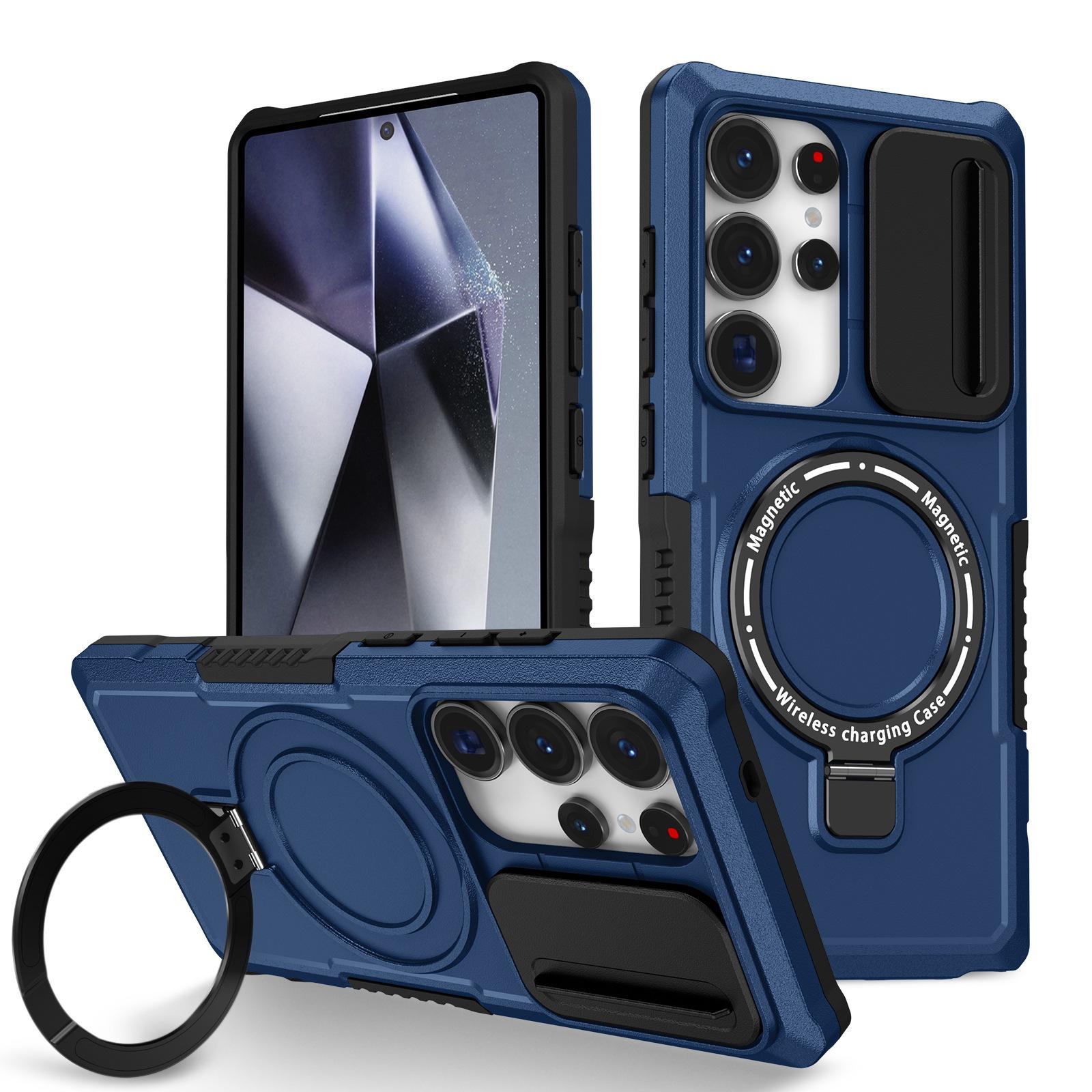 For Samsung Galaxy S25 Ultra 5G Sliding Camshield MagSafe Holder TPU Hybrid PC Phone Case(Royal Blue) For Samsung Galaxy S25 Ultra 5G Sliding Camshield MagSafe Holder TPU Hybrid PC Phone Case(Royal Blue)