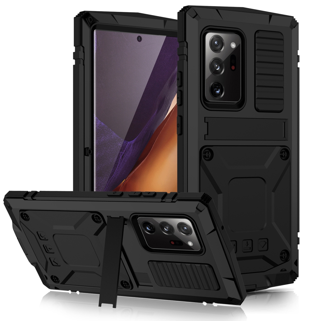 For Samsung Galaxy Note 20 Ultra R-JUST Shockproof Waterproof Dust-proof Metal + Silicone Protective Case with Holder(Black) For Samsung Galaxy Note 20 Ultra R-JUST Shockproof Waterproof Dust-proof Metal + Silicone Protective Case with Holder(Black)