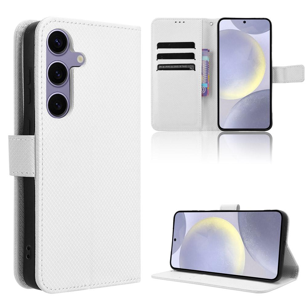 For Samsung Galaxy S24 FE 5G Diamond Texture Leather Phone Case(White) For Samsung Galaxy S24 FE 5G Diamond Texture Leather Phone Case(White)