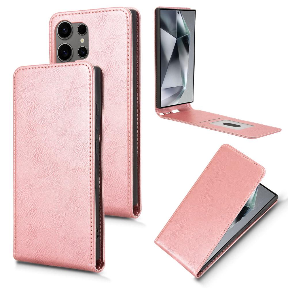 For Samsung Galaxy S24 Ultra 5G Magnetic Vertical Flip Leather Phone Case(Rose Gold) For Samsung Galaxy S24 Ultra 5G Magnetic Vertical Flip Leather Phone Case(Rose Gold)