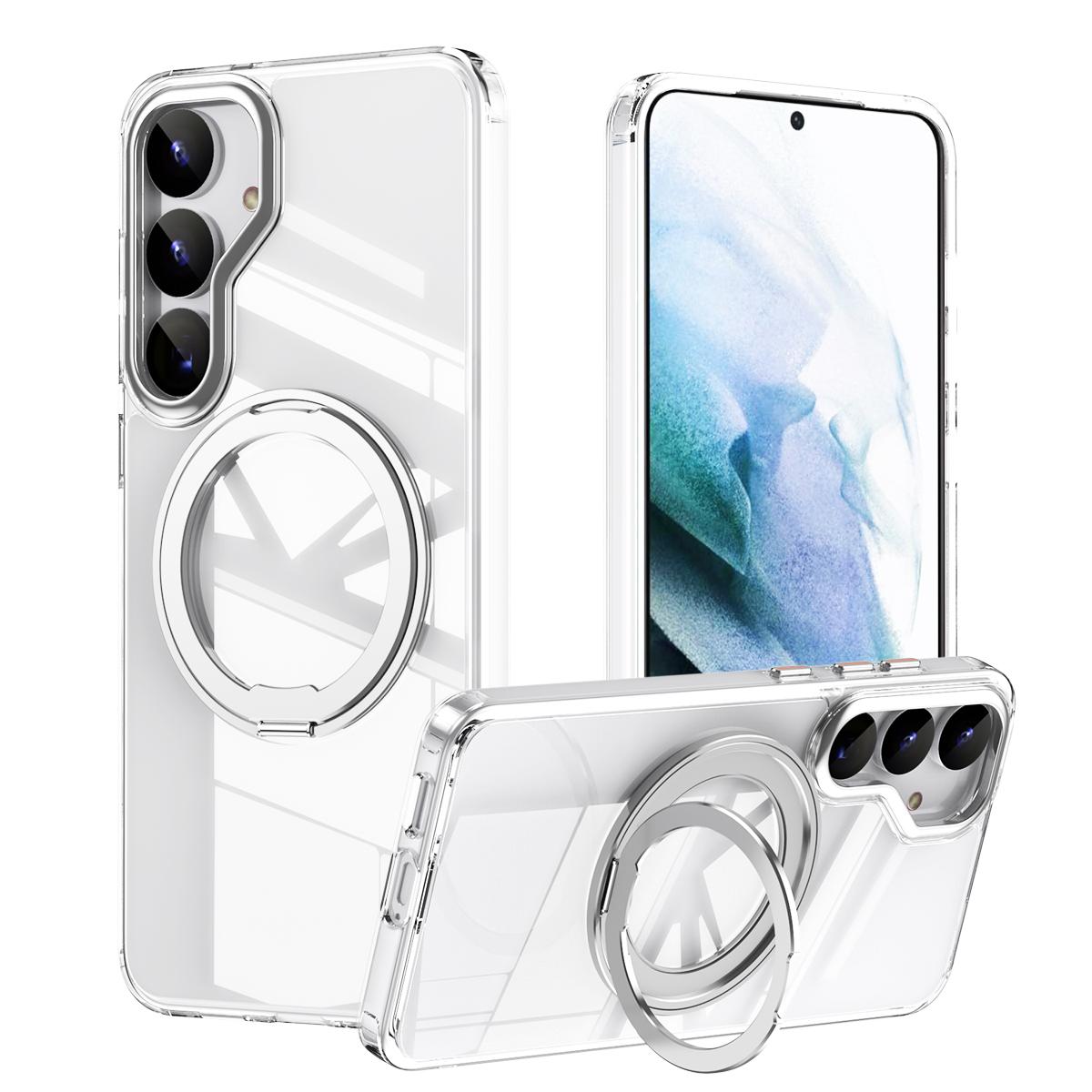For Samsung Galaxy S25+ 5G Frosted 360 Degree MagSafe Magnetic Holder Phone Case(Silver) For Samsung Galaxy S25+ 5G Frosted 360 Degree MagSafe Magnetic Holder Phone Case(Silver)