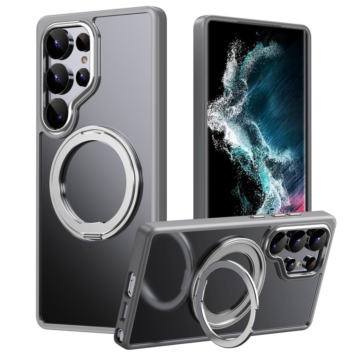 For Samsung Galaxy S25 Ultra 5G Frosted 360 Degree MagSafe Magnetic Holder Phone Case(Grey) For Samsung Galaxy S25 Ultra 5G Frosted 360 Degree MagSafe Magnetic Holder Phone Case(Grey)