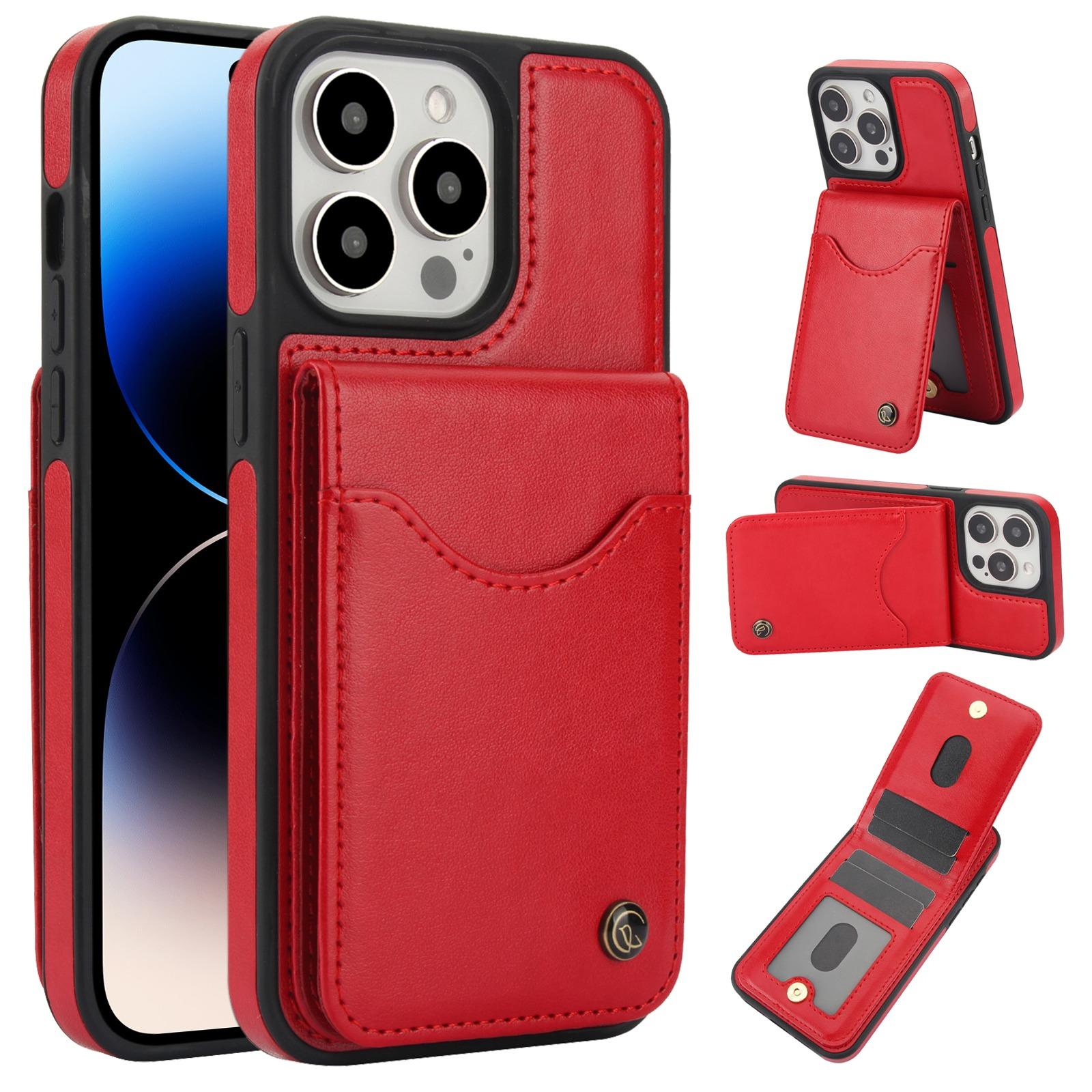 For iPhone 14 Pro AwQuer Vertical Flip Card Bag Holder Leather Phone Case(Red) For iPhone 14 Pro AwQuer Vertical Flip Card Bag Holder Leather Phone Case(Red)
