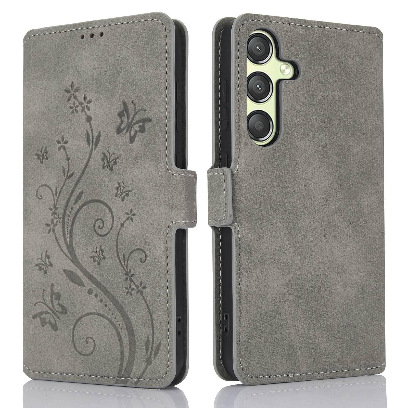 For Samsung Galaxy S23 FE 5G Dreamy Butterfly Love Flower Embossed Leather Phone Case(Grey) For Samsung Galaxy S23 FE 5G Dreamy Butterfly Love Flower Embossed Leather Phone Case(Grey)