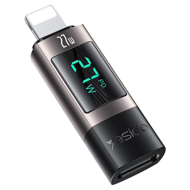 Yesido GS25 27W USB-C / Type-C to 8 Pin Aluminum Alloy Digital Display Adapter(Tarnish) Yesido GS25 27W USB-C / Type-C to 8 Pin Aluminum Alloy Digital Display Adapter(Tarnish)