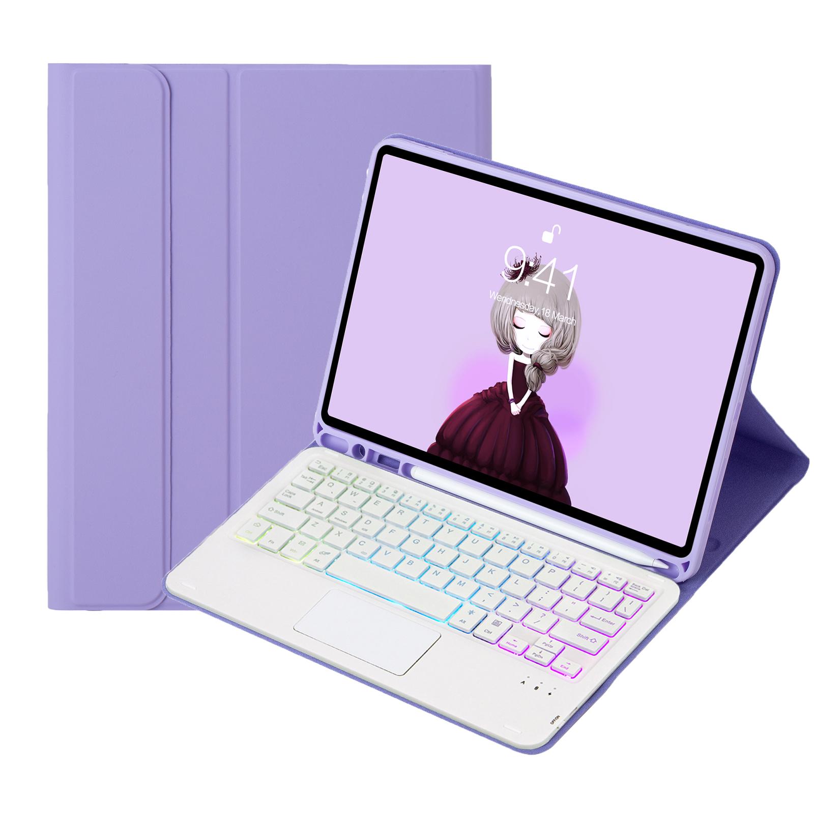 For iPad Air 2022&2020 / Pro 11 2021&2020&2018 Lambskin Pen Slot Touch Pad Backlight Bluetooth Keyboard Leather Tablet Case(Purple) For iPad Air 2022&2020 / Pro 11 2021&2020&2018 Lambskin Pen Slot Touch Pad Backlight Bluetooth Keyboard Leather Tablet Case(Purple)