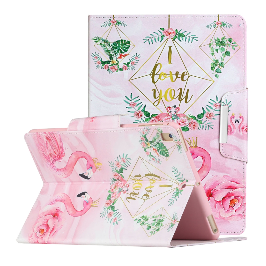 For iPad 5 Painted Pattern Horizontal Flip Leather Case with Holder(Leaves Flamingo) For iPad 5 Painted Pattern Horizontal Flip Leather Case with Holder(Leaves Flamingo)