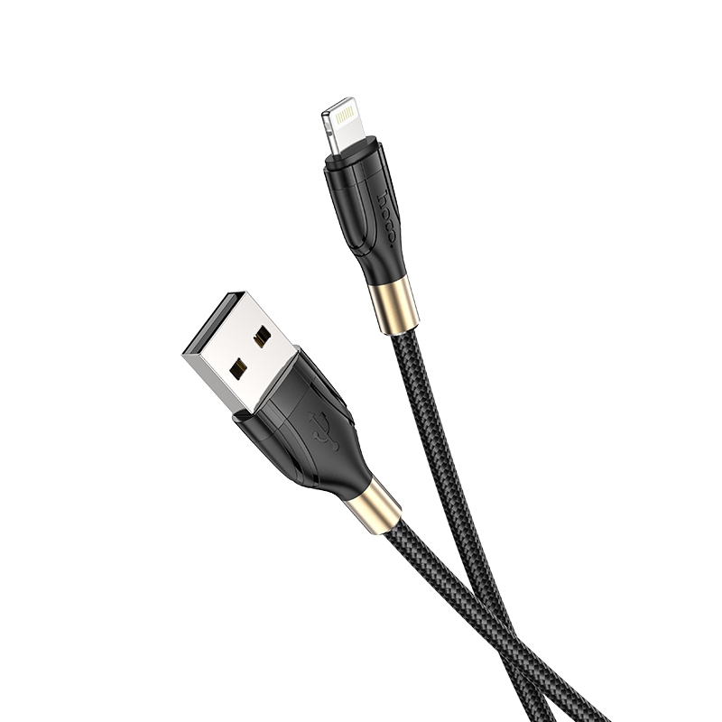 hoco U92 1.2m 2.4A USB to 8 Pin Gold Collar Charging Data Cable(Black) hoco U92 1.2m 2.4A USB to 8 Pin Gold Collar Charging Data Cable(Black)