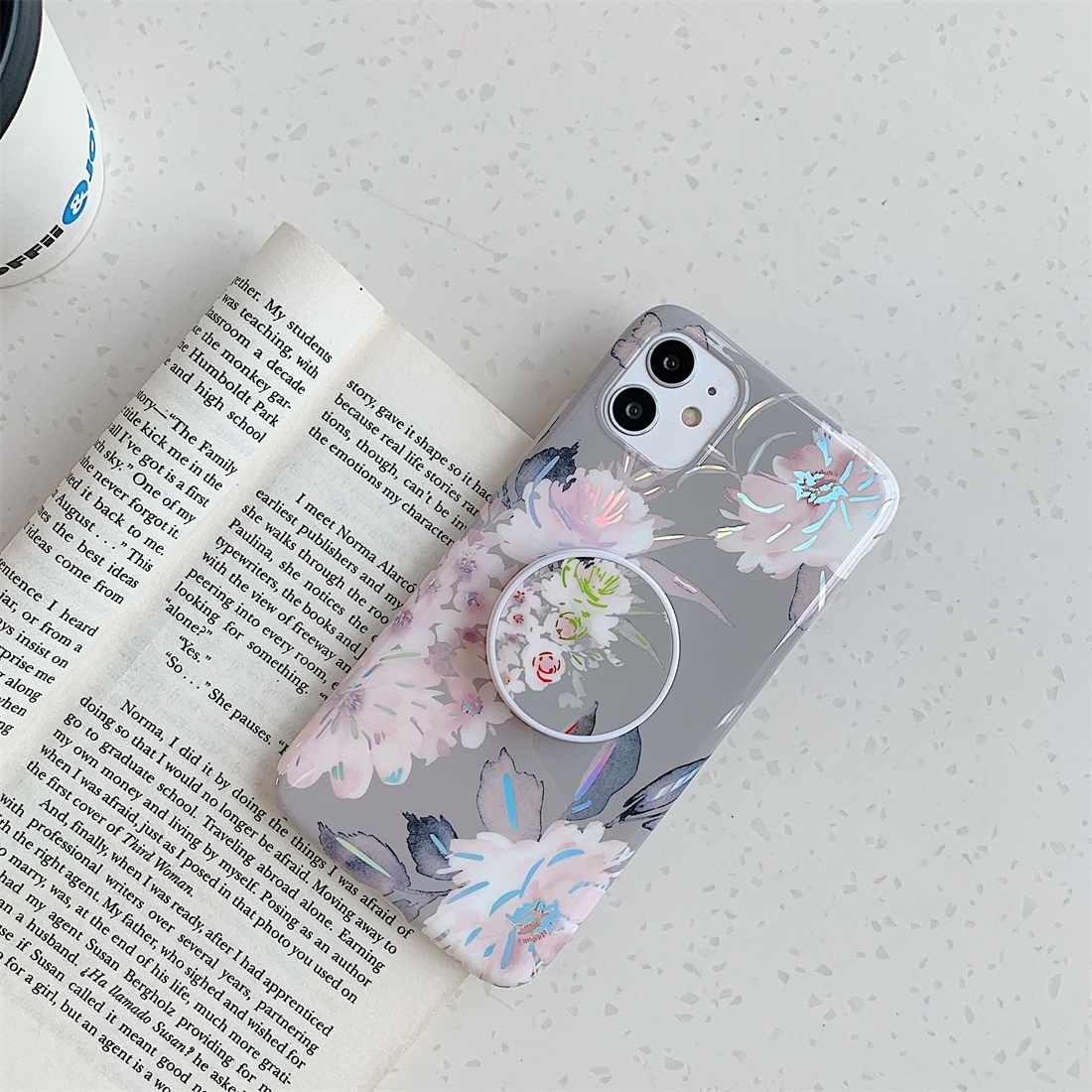 For iPhone 11 Pro Max Colorful Laser Flower Series TPU Mobile Phone Case with Folding Holder(Pink Flower) For iPhone 11 Pro Max Colorful Laser Flower Series TPU Mobile Phone Case with Folding Holder(Pink Flower)