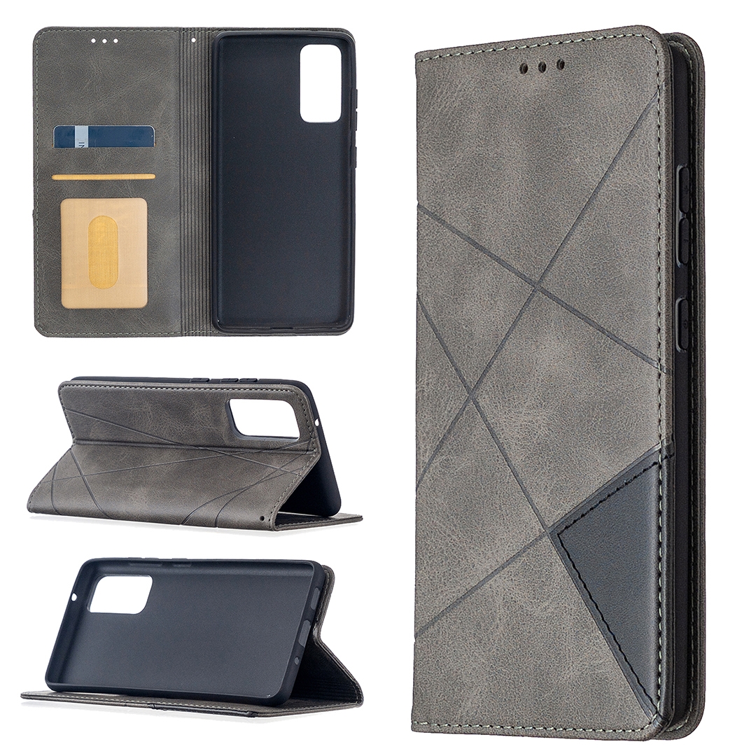 For Samsung Galaxy S20 FE 5G / S20 Lite Rhombus Texture Horizontal Flip Magnetic Leather Case with Holder & Card Slots(Grey) For Samsung Galaxy S20 FE 5G / S20 Lite Rhombus Texture Horizontal Flip Magnetic Leather Case with Holder & Card Slots(Grey)