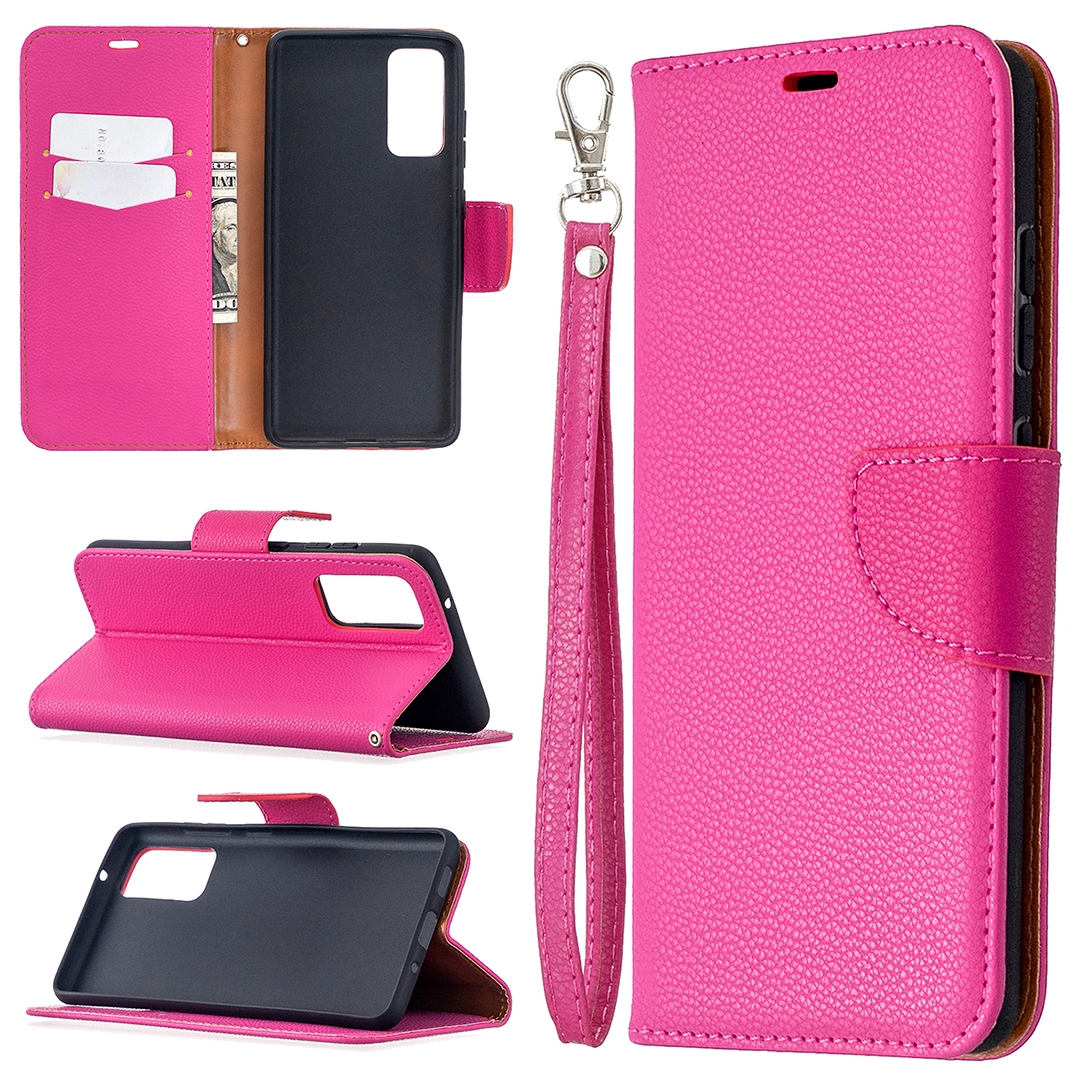 For Samsung Galaxy S20 FE 5G / S20 Lite Litchi Texture Pure Color Horizontal Flip PU Leather Case with Holder & Card Slots & Wallet & Lanyard(Rose Red) For Samsung Galaxy S20 FE 5G / S20 Lite Litchi Texture Pure Color Horizontal Flip PU Leather Case with Holder & Card Slots & Wallet & Lanyard(Rose Red)