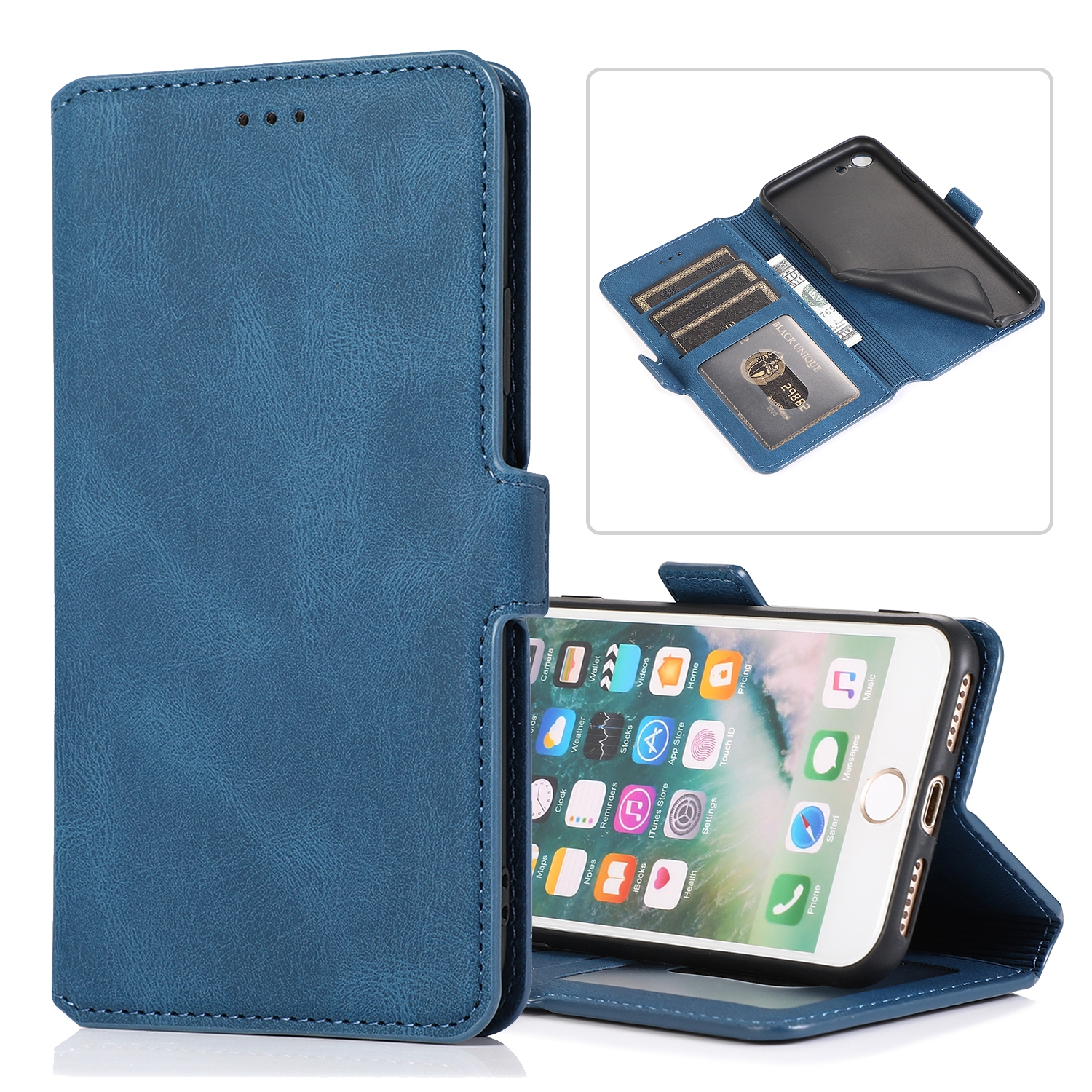 For iPhone SE 2022 / SE 2020 / 8 / 7 Retro Magnetic Closing Clasp Horizontal Flip Leather Case with Holder & Card Slots & Photo Frame & Wallet(Navy Blue) For iPhone SE 2022 / SE 2020 / 8 / 7 Retro Magnetic Closing Clasp Horizontal Flip Leather Case with Holder & Card Slots & Photo Frame & Wallet(Navy Blue)