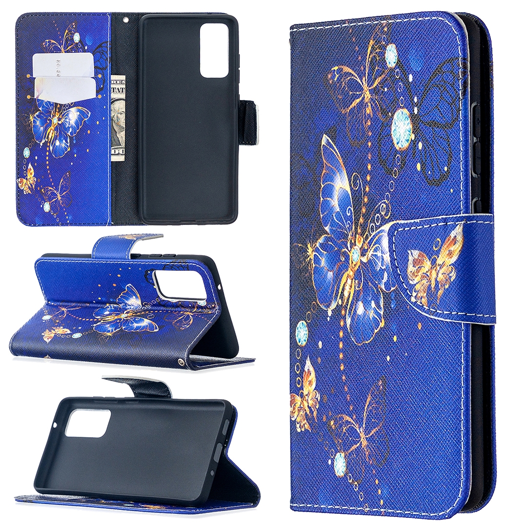 For Samsung Galaxy S20 FE 5G / S20 Lite Colored Drawing Pattern Horizontal Flip Leather Case with Holder & Card Slots & Wallet(Purple Butterfly) For Samsung Galaxy S20 FE 5G / S20 Lite Colored Drawing Pattern Horizontal Flip Leather Case with Holder & Card Slots & Wallet(Purple Butterfly)