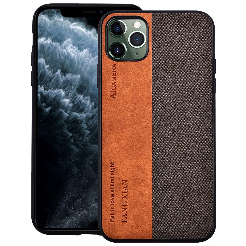For iPhone 12 mini Shockproof Hot-pressed Splicing PU + Cloth Protective Case(Brown) For iPhone 12 mini Shockproof Hot-pressed Splicing PU + Cloth Protective Case(Brown)