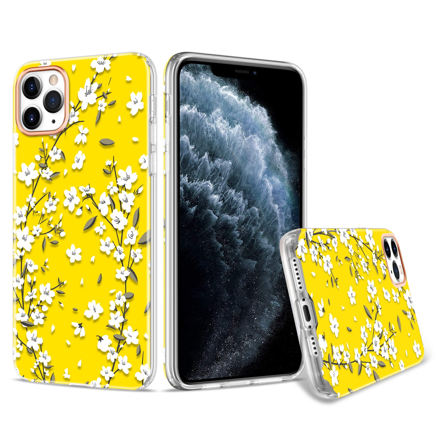 For iPhone 11 Pro 3D Cherry Blossom Painted TPU Protective Case(Yellow) For iPhone 11 Pro 3D Cherry Blossom Painted TPU Protective Case(Yellow)