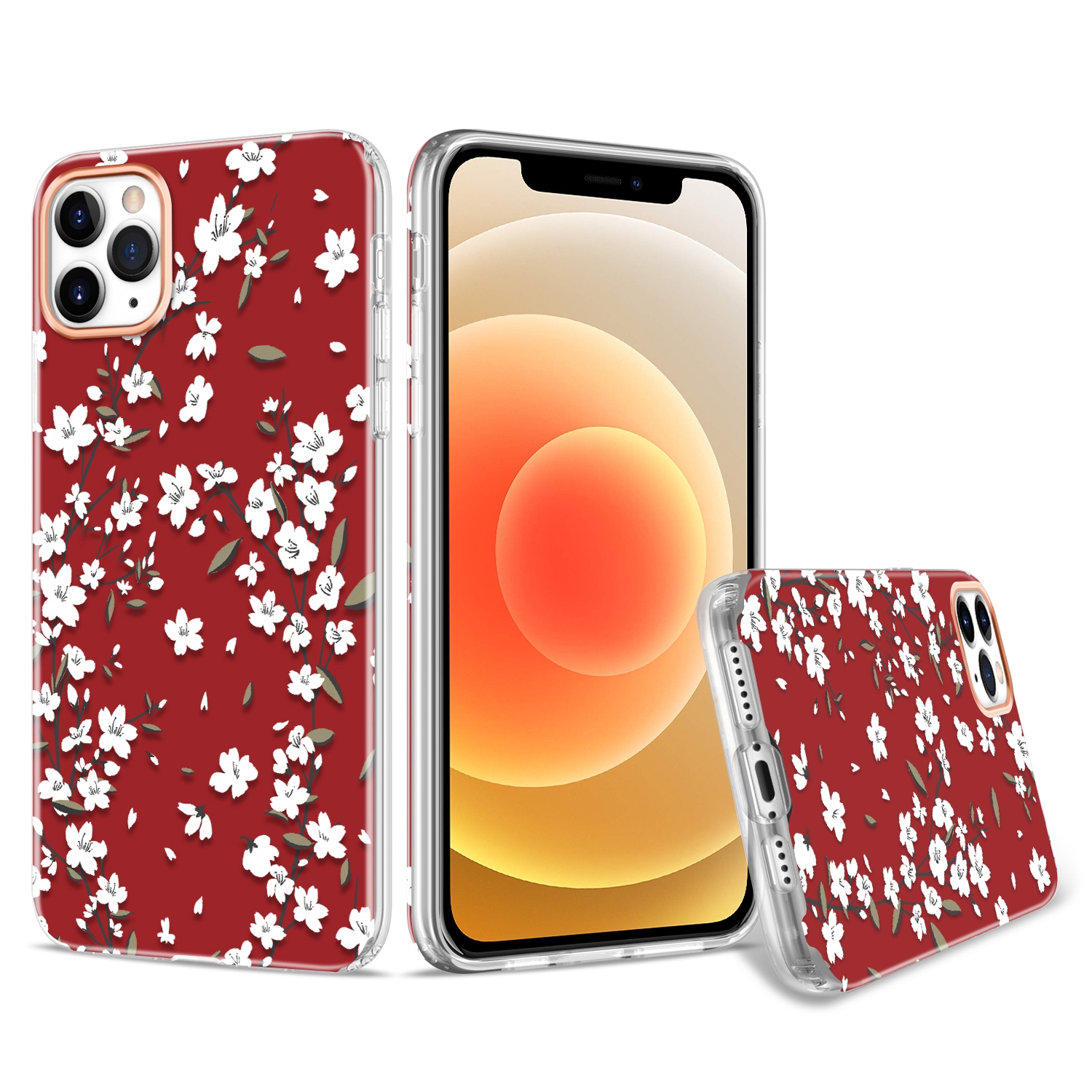 For iPhone 12 mini 3D Cherry Blossom Painted TPU Protective Case(Red) For iPhone 12 mini 3D Cherry Blossom Painted TPU Protective Case(Red)