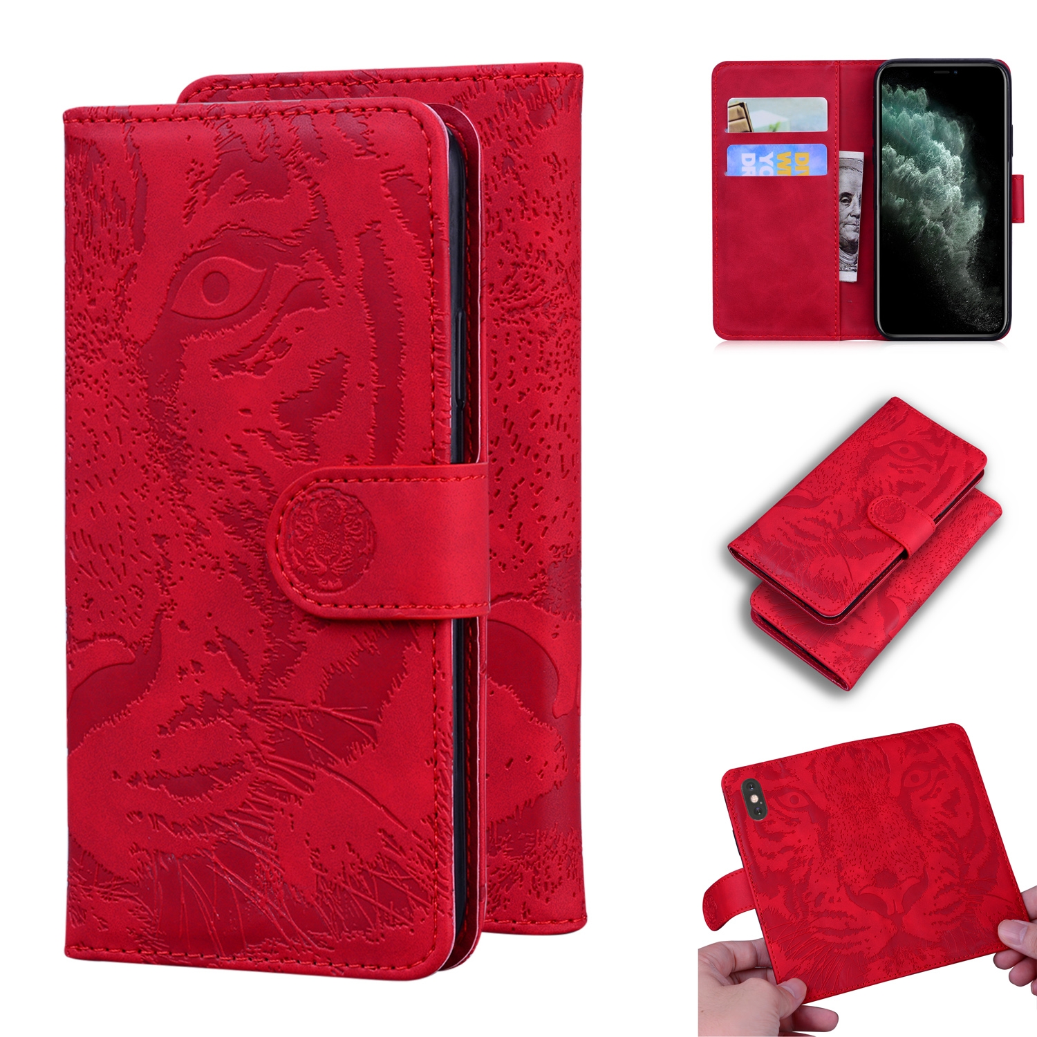 For iPhone 11 Pro Tiger Embossing Pattern Horizontal Flip Leather Case with Holder & Card Slots & Wallet(Red) For iPhone 11 Pro Tiger Embossing Pattern Horizontal Flip Leather Case with Holder & Card Slots & Wallet(Red)