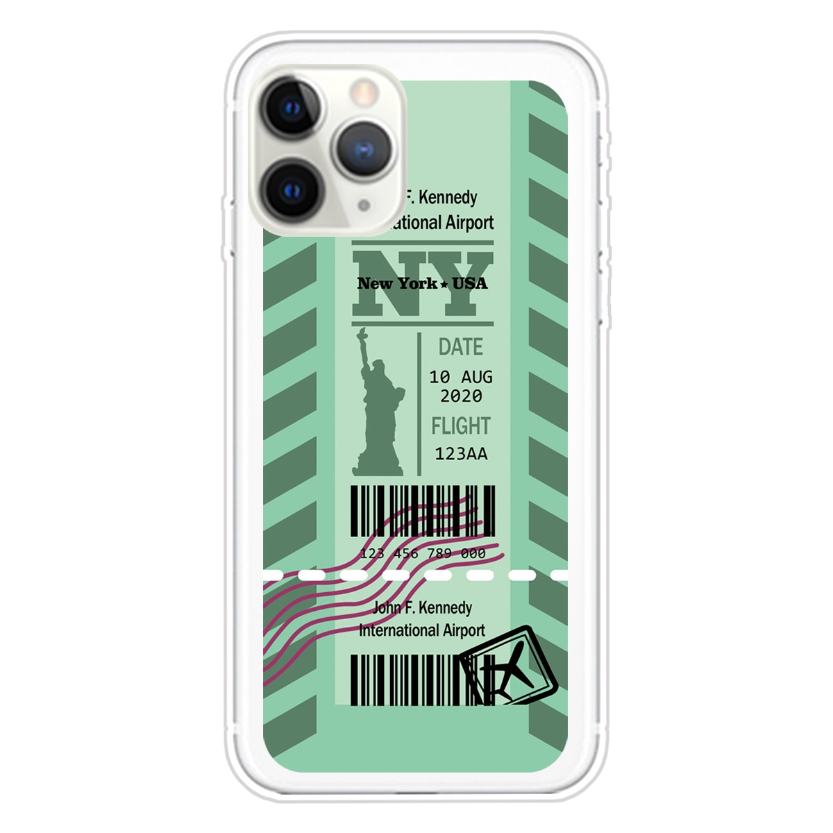 For iPhone 11 Pro Boarding Pass Series TPU Phone Protective Case(Green New York) For iPhone 11 Pro Boarding Pass Series TPU Phone Protective Case(Green New York)