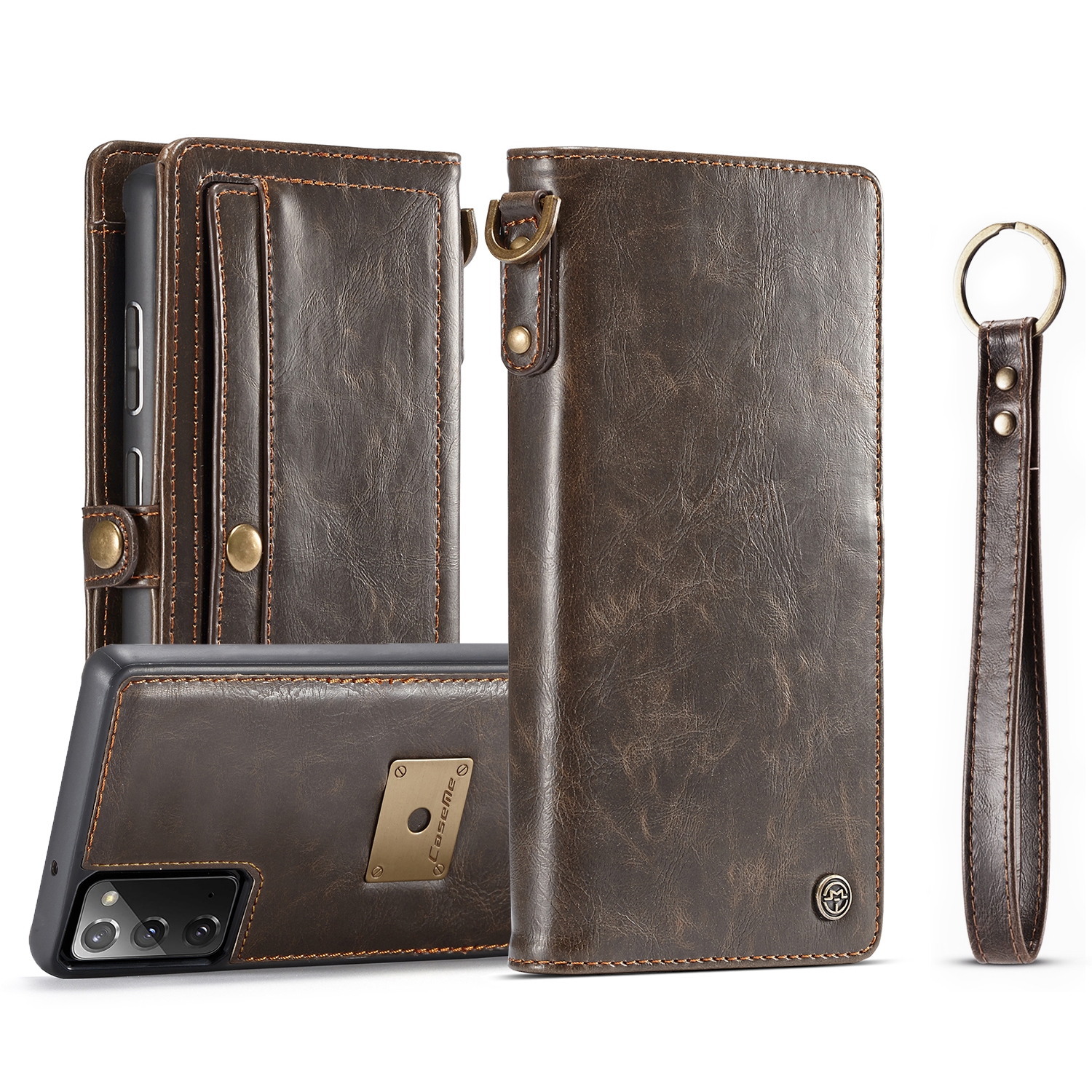 For Samsung Galaxy Note20 CaseMe Separable Crazy Horse Texture Magnetic Flip Leather Wallet Case with Zipper & Card Slot & Photo Frame & Lanyard(Coffee) For Samsung Galaxy Note20 CaseMe Separable Crazy Horse Texture Magnetic Flip Leather Wallet Case with Zipper & Card Slot & Photo Frame & Lanyard(Coffee)