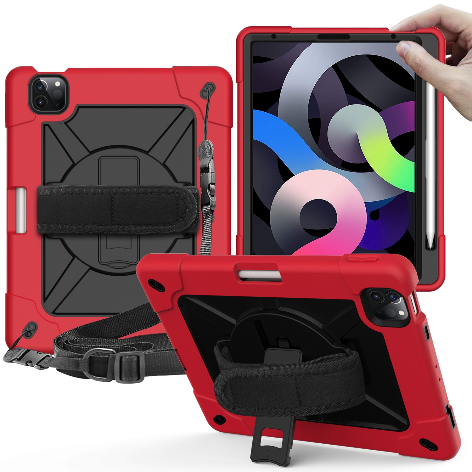Contrast Color Robot Shockproof Silicone + PC Protective Case with Holder For iPad Air 2022 / 2020 10.9 (Red Black) Contrast Color Robot Shockproof Silicone + PC Protective Case with Holder For iPad Air 2022 / 2020 10.9 (Red Black)