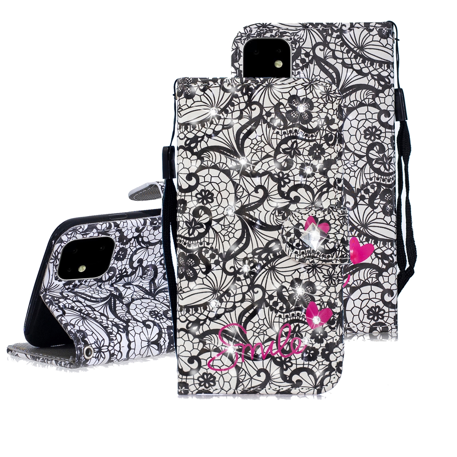 For iPhone 12 / 12 Pro 3D Diamond Encrusted Painting Pattern Coloured Drawing Horizontal Flip PU Leather Case with Holder & Card Slots & Wallet(Lace Flower) For iPhone 12 / 12 Pro 3D Diamond Encrusted Painting Pattern Coloured Drawing Horizontal Flip PU Leather Case with Holder & Card Slots & Wallet(Lace Flower)