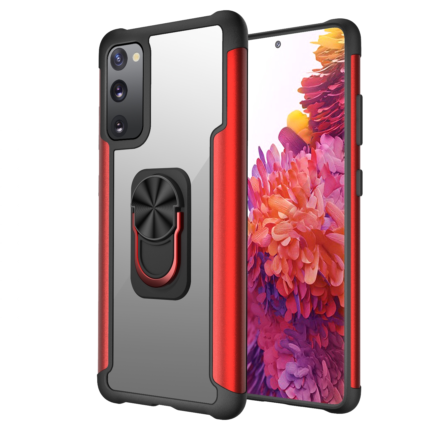 For Samsung Galaxy S20 FE R-JUST PC +TPU + Metal Shockproof Protective Case with Ring Holder(Red) For Samsung Galaxy S20 FE R-JUST PC +TPU + Metal Shockproof Protective Case with Ring Holder(Red)