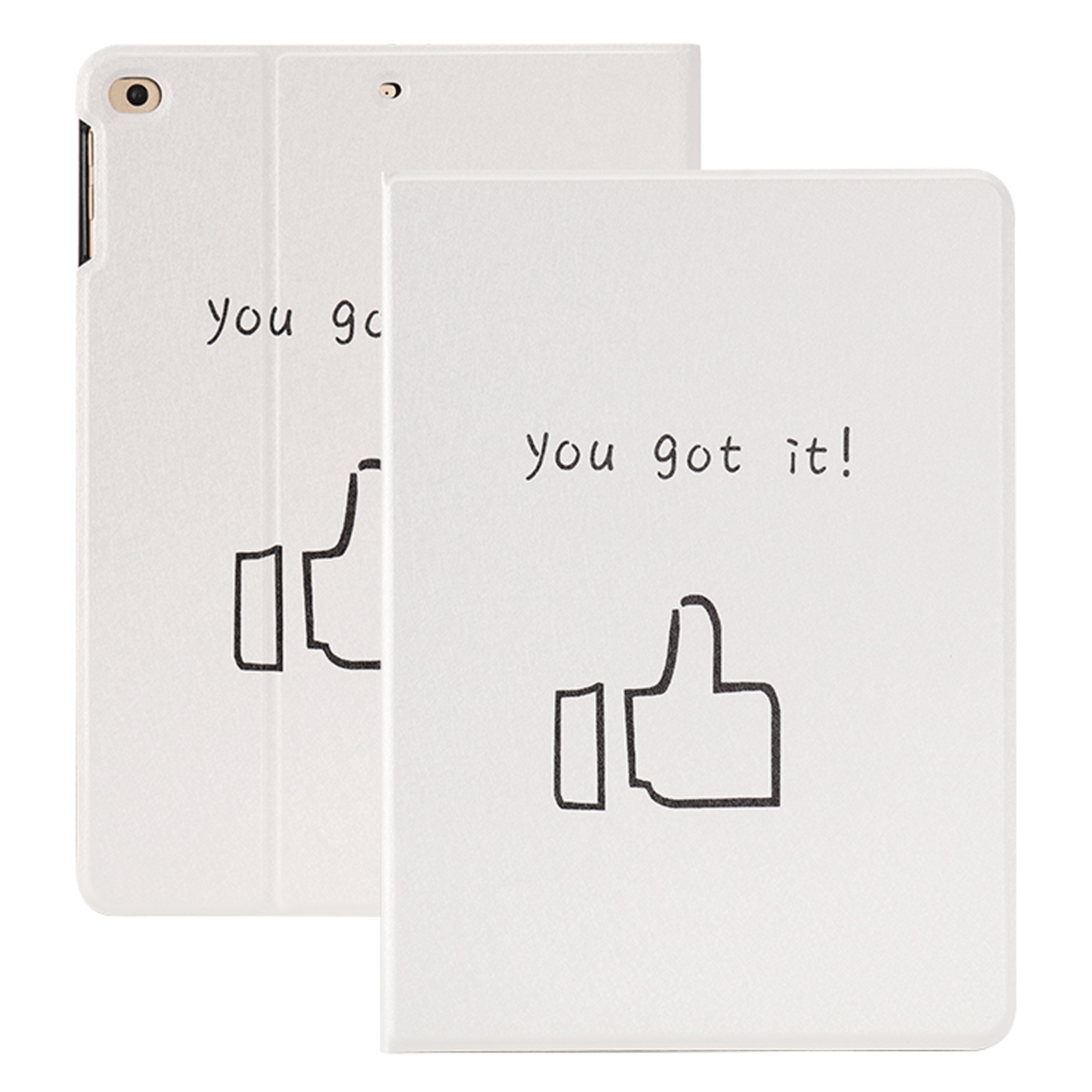 For iPad 9.7 (2018) / (2017) Thumbs Pattern Horizontal Flip Leather Case with Holder & Sleep / Wake-up Function(White) For iPad 9.7 (2018) / (2017) Thumbs Pattern Horizontal Flip Leather Case with Holder & Sleep / Wake-up Function(White)