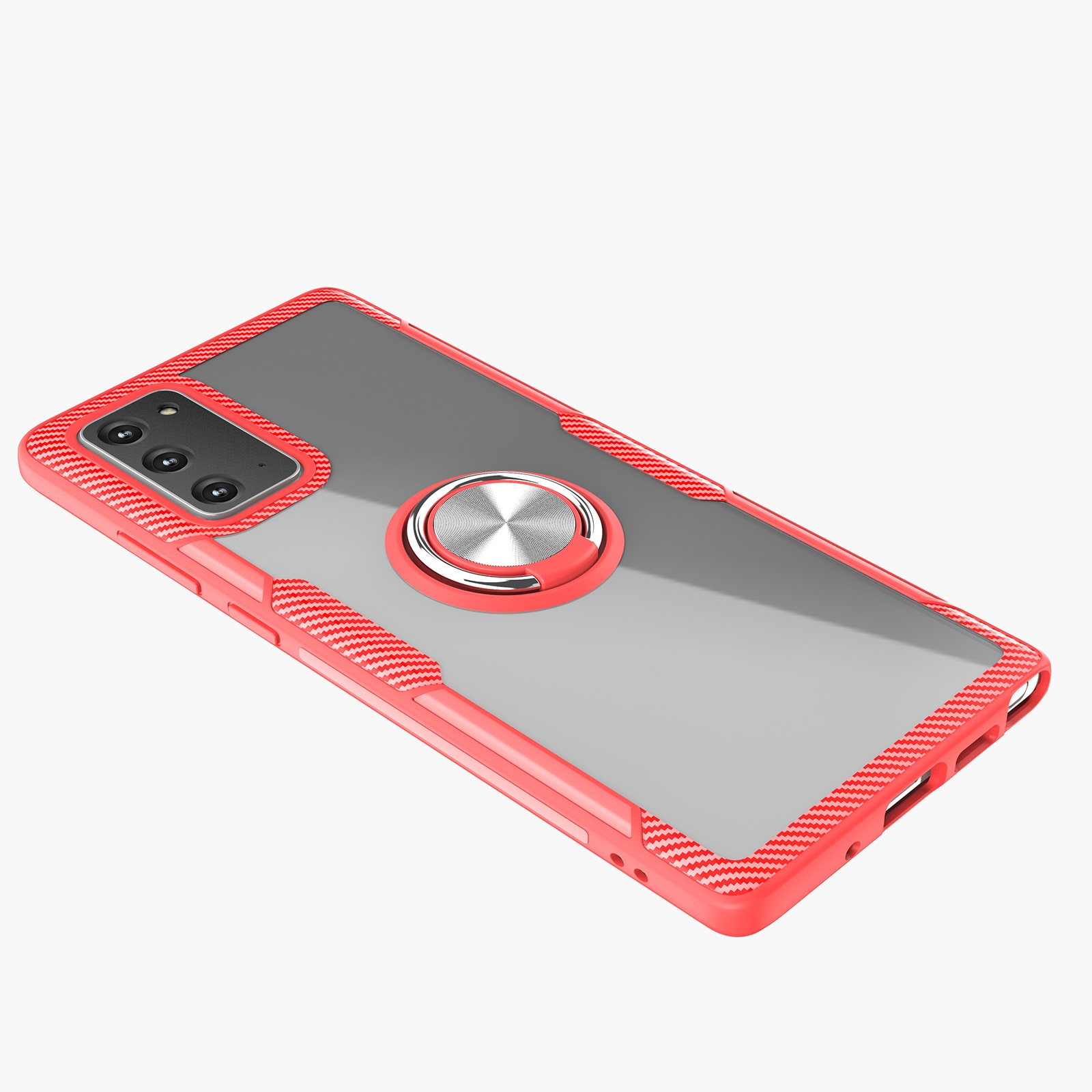 For Samsung Galaxy Note 20 Shockproof Transparent TPU + Acrylic Protective Case, with Ring Holder(Red) For Samsung Galaxy Note 20 Shockproof Transparent TPU + Acrylic Protective Case, with Ring Holder(Red)