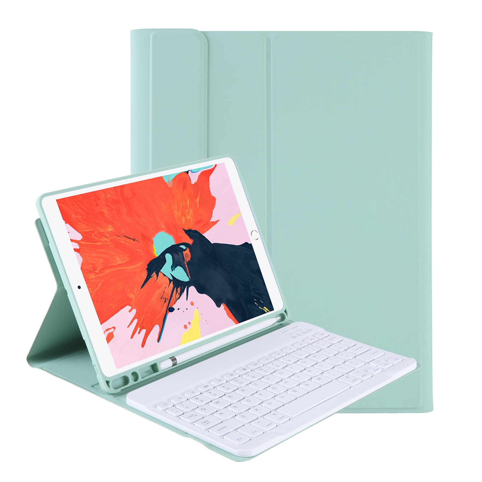 T098B Integrated Ultra-thin Candy Colors Bluetooth Keyboard Tablet Case for iPad Air 4 10.9 inch (2020), with Stand & Pen Slot(Light Green)