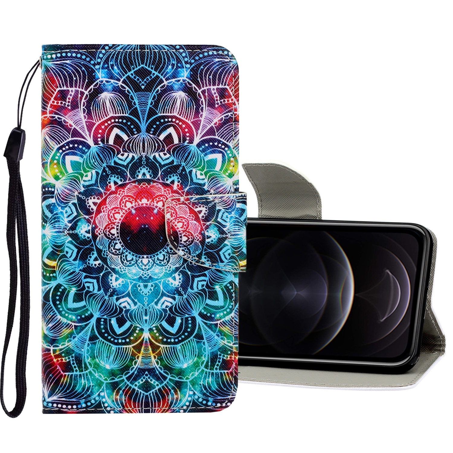 For iPhone 12 / 12 Pro 3D Colored Drawing Horizontal Flip PU Leather Case with Holder & Card Slots & Wallet(Mandala) For iPhone 12 / 12 Pro 3D Colored Drawing Horizontal Flip PU Leather Case with Holder & Card Slots & Wallet(Mandala)