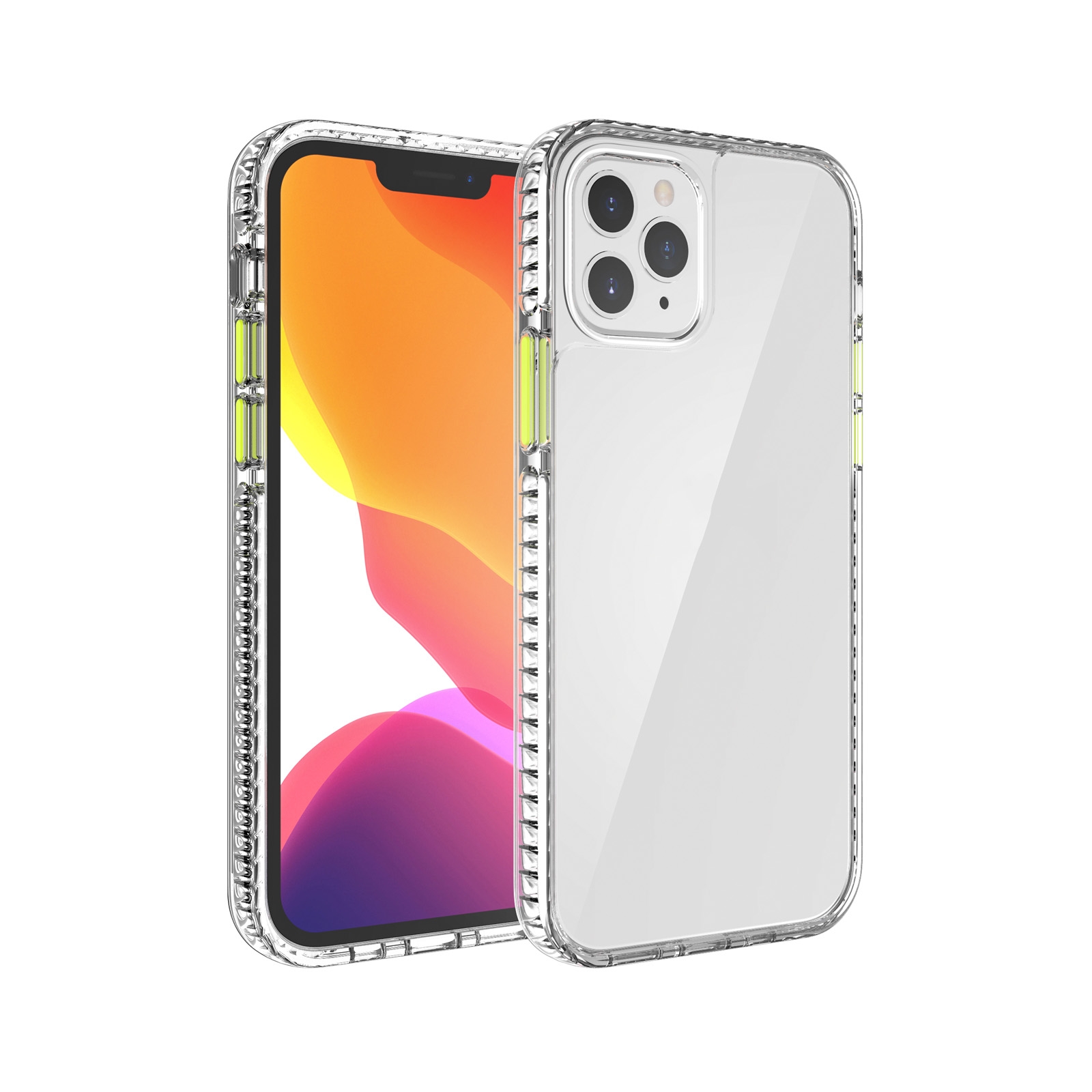 For iPhone 12 / 12 Pro 2 in 1 Ultra Clear Shockproof PC+ TPU Case with Removable Color Button(Yellow) For iPhone 12 / 12 Pro 2 in 1 Ultra Clear Shockproof PC+ TPU Case with Removable Color Button(Yellow)