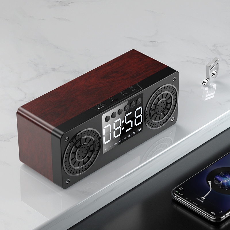A10 Subwoofer Wooden Clock Bluetooth 5.0 Speaker, Support TF Card & U Disk Play & FM Radio(Red) A10 Subwoofer Wooden Clock Bluetooth 5.0 Speaker, Support TF Card & U Disk Play & FM Radio(Red)