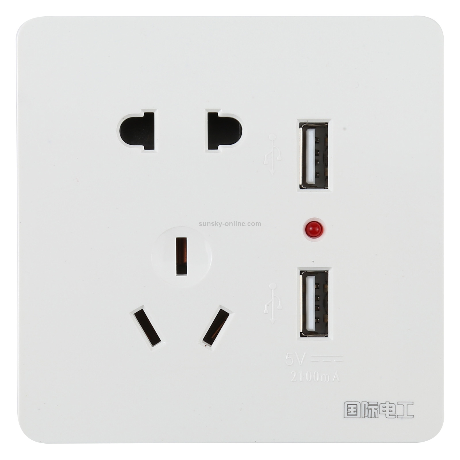 Universal Standard Wall Socket with 2 x USB Ports