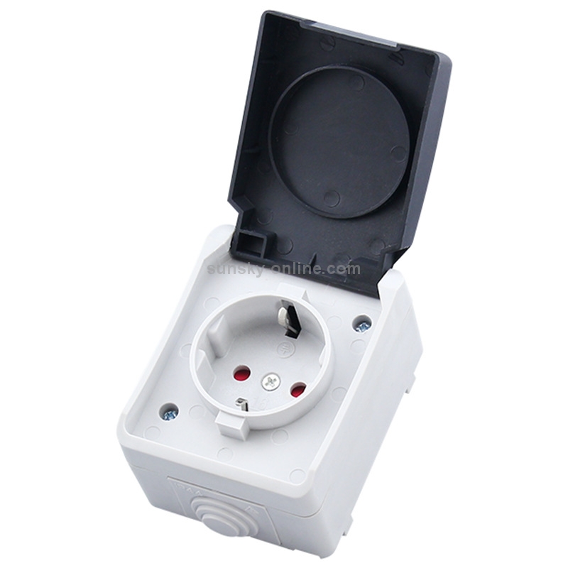 Outdoor IP44 Waterproof Power Socket with Cover, EU Plug