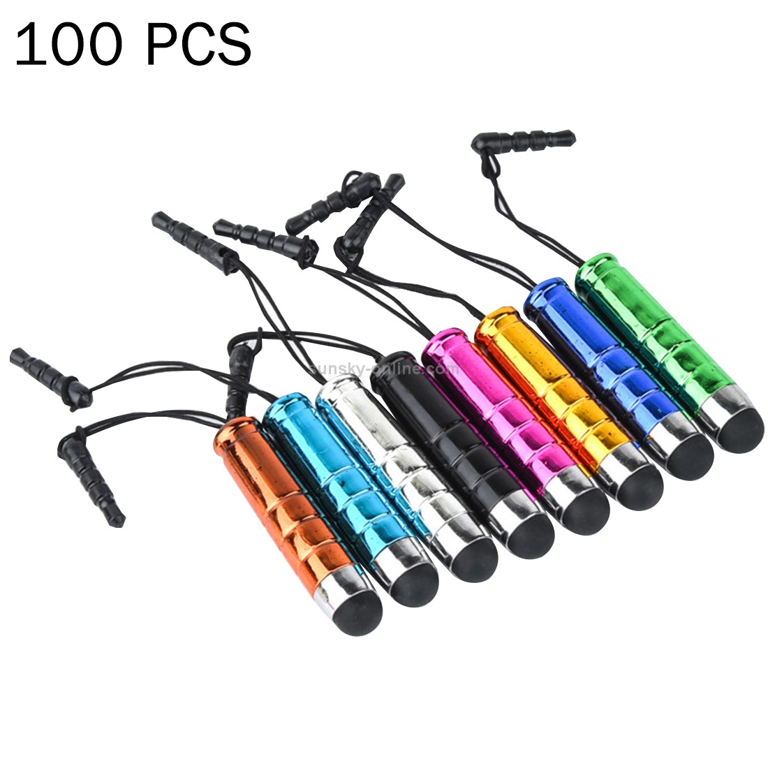 100 PCS 2 in 1 3.5mm Earphone Port Anti-Dust Plug + Capacitive Touch Screen Bullet Stylus Pen TouchPen