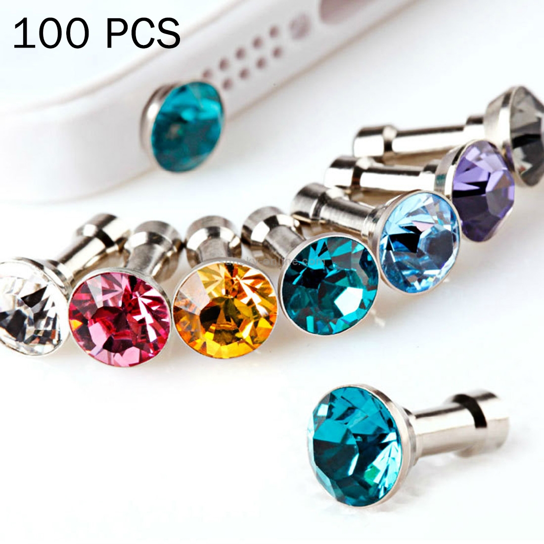 100 PCS 3.5mm Earphone Port Rhinestone Anti-Dust Plug 100 PCS 3.5mm Earphone Port Rhinestone Anti-Dust Plug