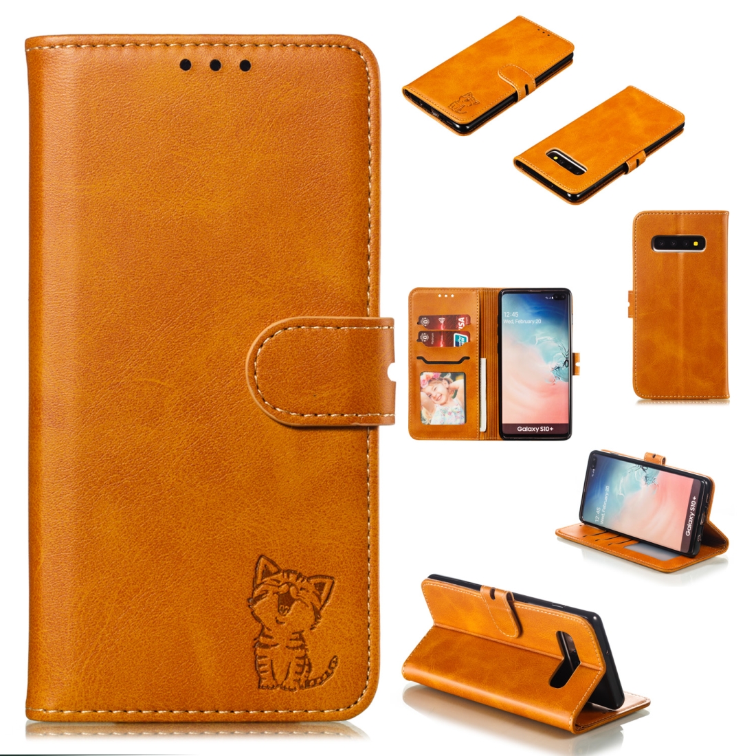 Leather Protective Case For Galaxy S10 Plus(Yellow) Leather Protective Case For Galaxy S10 Plus(Yellow)