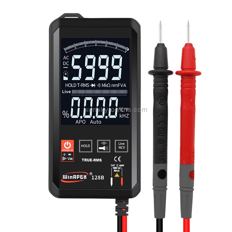 HY128B Reverse Display Screen Ultra-thin Touch Smart Digital Multimeter Fully Automatic High Precision True Effective Value Multimeter