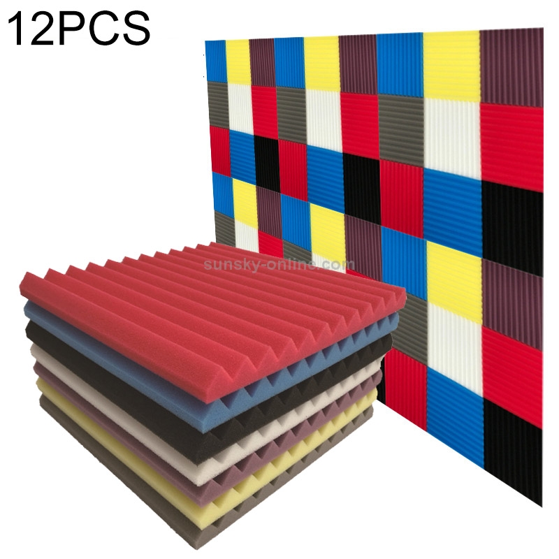 12 PCS Recording Studio Drum Room Acoustic Foam, Random Color Delivery