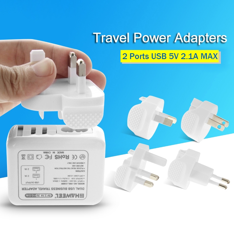 [UK Warehouse] HAWEEL 2 Ports USB 5V 2.1A Wall Charger Set with Removable International UK + EU + US + AU Plug