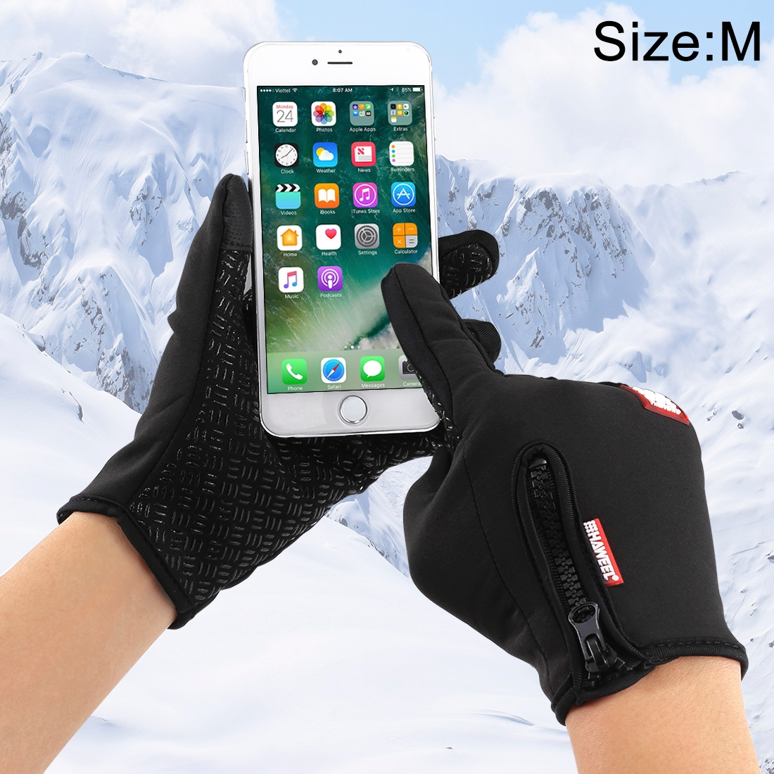 HAWEEL Mens Outdoor Sports Wind-stopper Full Finger Winter Warm Gloves, Two Fingers Touch Screen(Black) HAWEEL Mens Outdoor Sports Wind-stopper Full Finger Winter Warm Gloves, Two Fingers Touch Screen(Black)