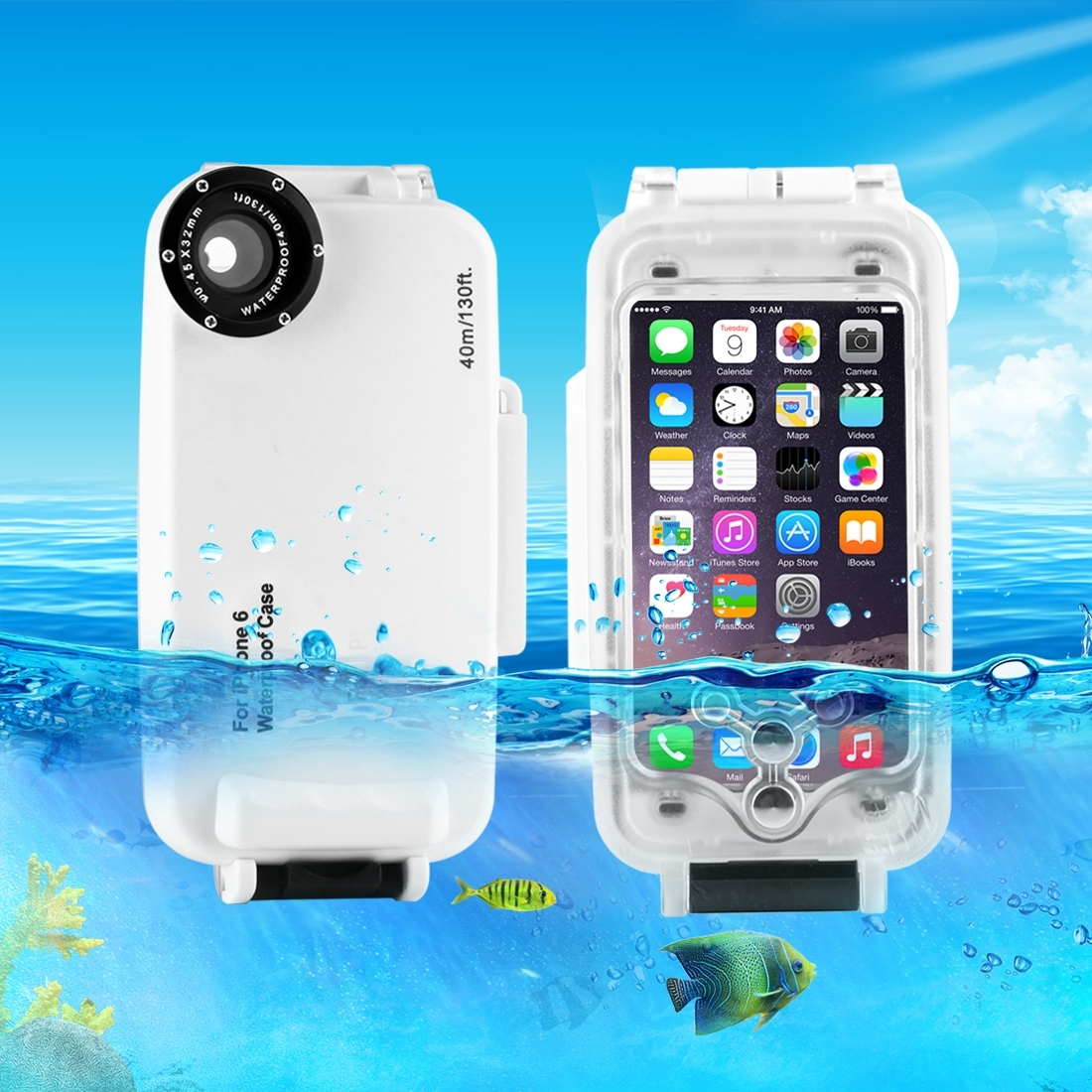 [US Warehouse] HAWEEL for iPhone 6 & 6s 40m 40m/130ft Waterproof Diving Housing Photo Video Taking Underwater Cover Case(White)