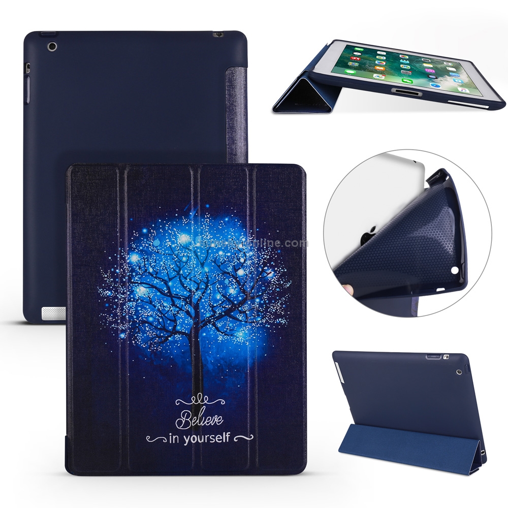 Blue Tree Pattern Horizontal Flip PU Leather Case for iPad 4 / 3 / 2, with Three-folding Holder & Honeycomb TPU Cover Blue Tree Pattern Horizontal Flip PU Leather Case for iPad 4 / 3 / 2, with Three-folding Holder & Honeycomb TPU Cover