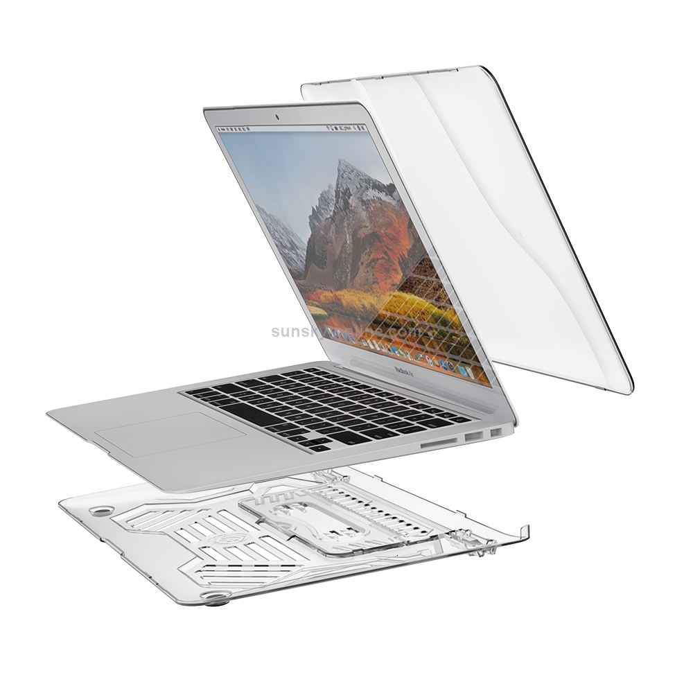 For MacBook Air 13.3 inch A1466 2012-2017 / A1369 2010-2012 Multi-function Ultra-thin Translucent Heat Dissipation Laptop PC Protective Case with Holder & Handle & Slip-resistant Feet(Transparent) For MacBook Air 13.3 inch A1466 2012-2017 / A1369 2010-2012 Multi-function Ultra-thin Translucent Heat Dissipation Laptop PC Protective Case with Holder & Handle & Slip-resistant Feet(Transparent)
