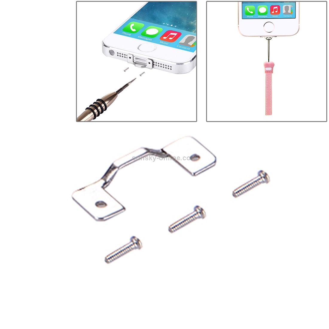 For iPhone SE & 5s & 5c & 5 Stainless Steel Material Lanyard Hanger with Screwdriver For iPhone SE & 5s & 5c & 5 Stainless Steel Material Lanyard Hanger with Screwdriver